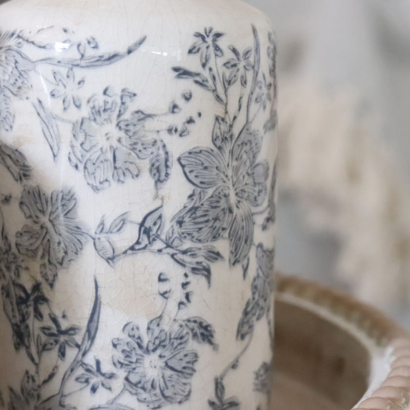 White and Grey Floral Vase