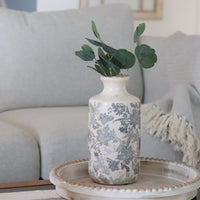 White and Grey Floral Vase