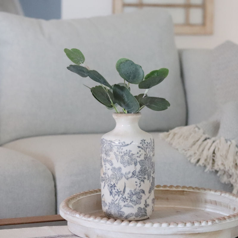 White and Grey Floral Vase