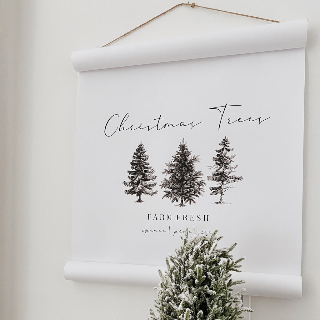 Paper Scroll Christmas Trees Farm Fresh