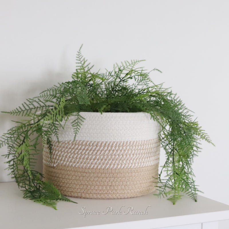 White and Natural Rope Basket