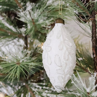 Glass Wintery White Ornament