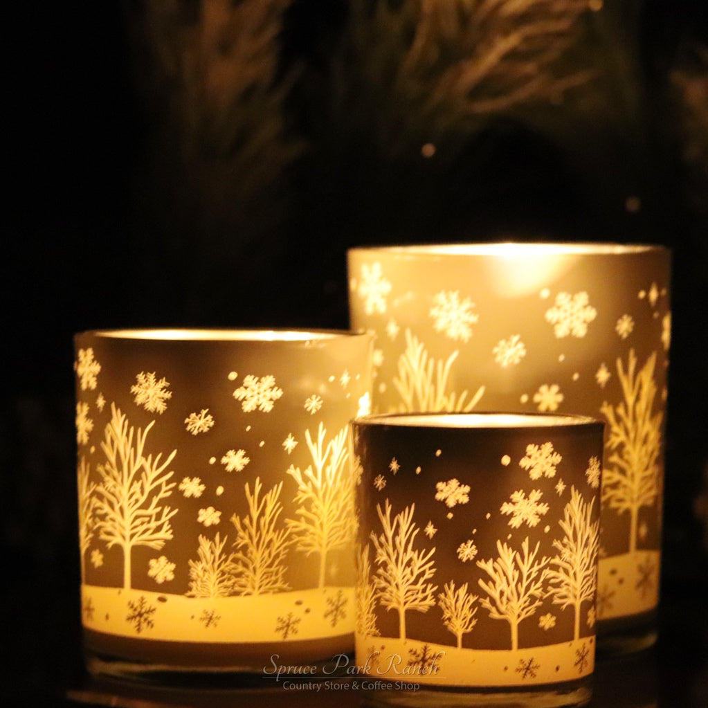 Winter Woods Glass Candle Jar