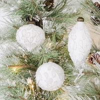 Glass Wintery White Ornament