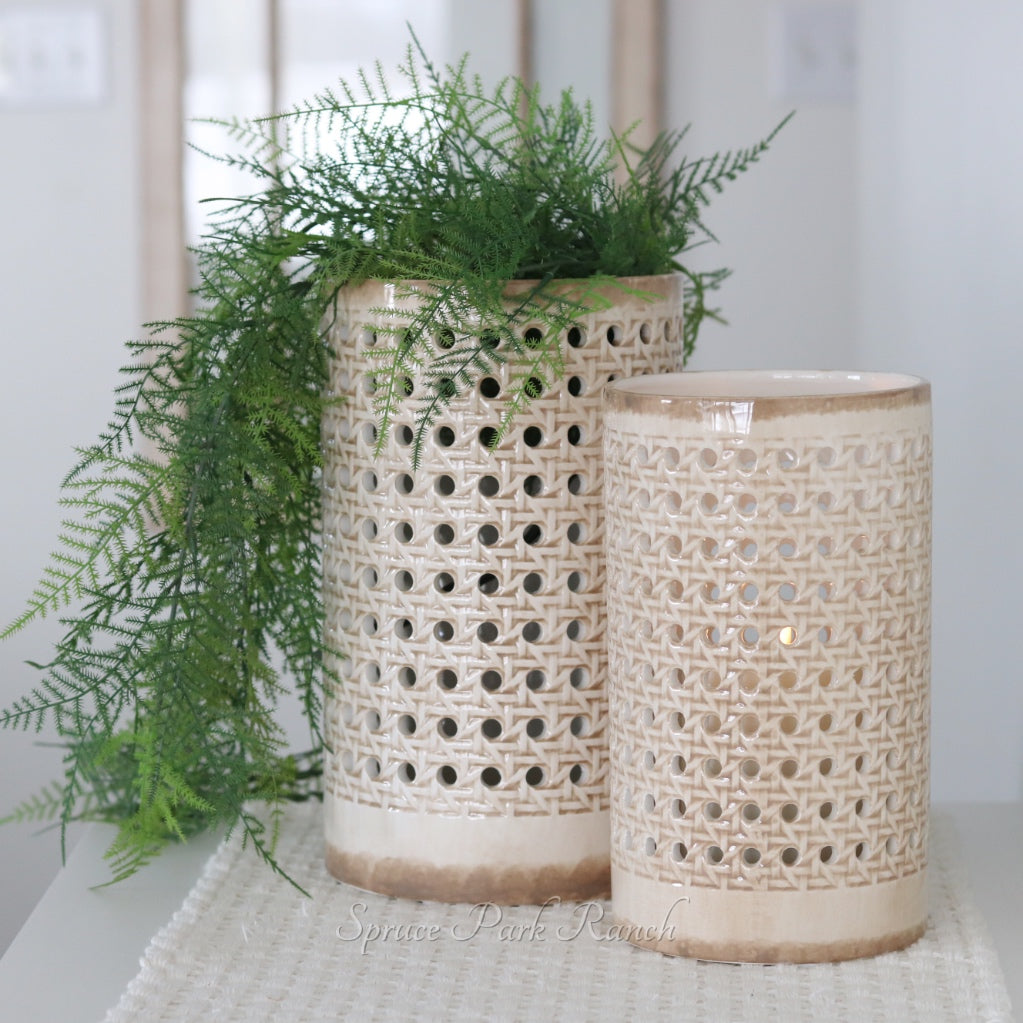 Bamboo Look Ceramic Vase