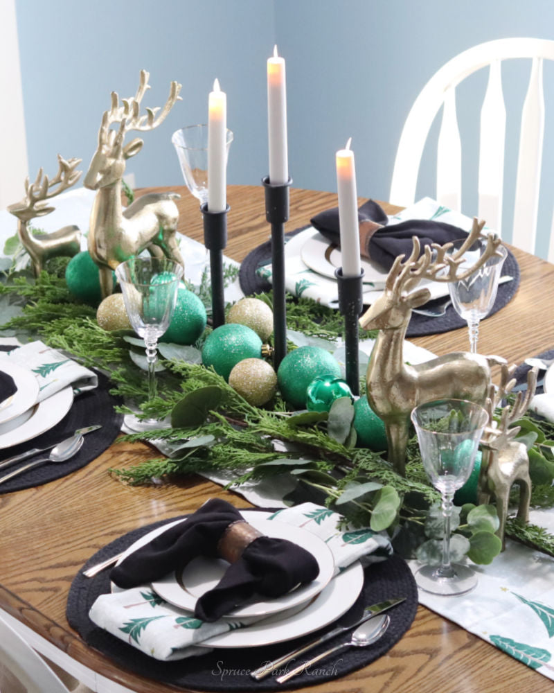 Elegant Woodland Christmas Table Setting