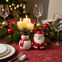 Jolly Santa and Snowman Salt and Pepper Set