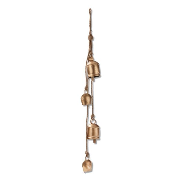 Antique Bells and Jute Rope Swag Gold