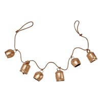 Antique Bells and Jute Rope Garland Gold