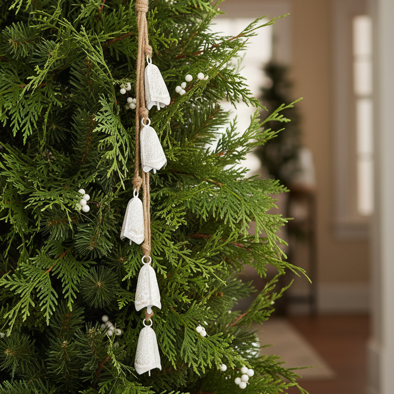 Balsam Bell and Jute Rope Swag White