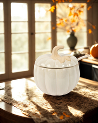 Harvest Pumpkin Covered Bowl with Spoon
