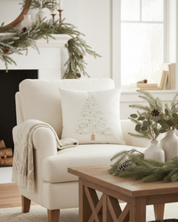 Embroidered Tree Throw Pillow