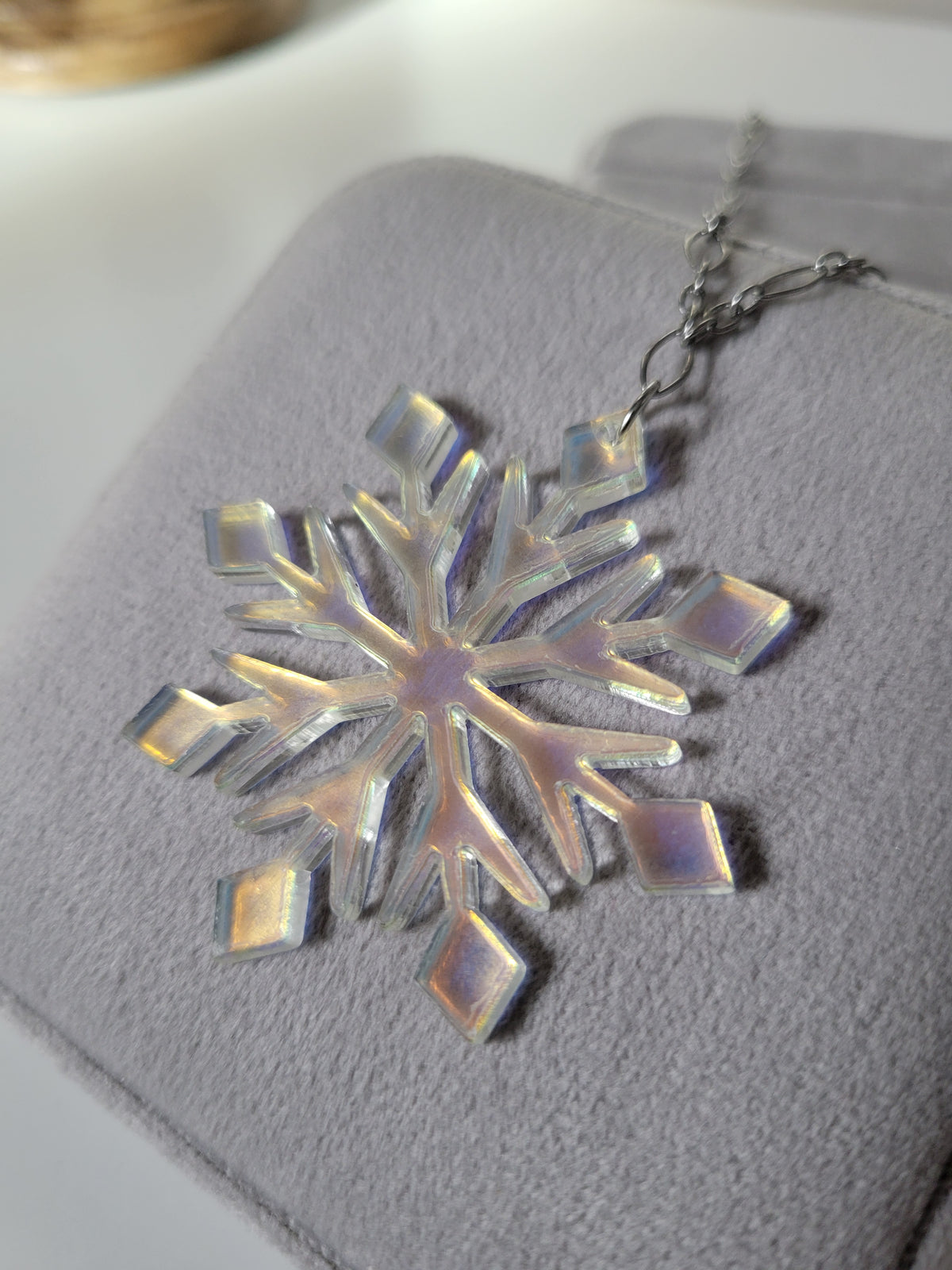Azure Acrylic Snowflake Necklace