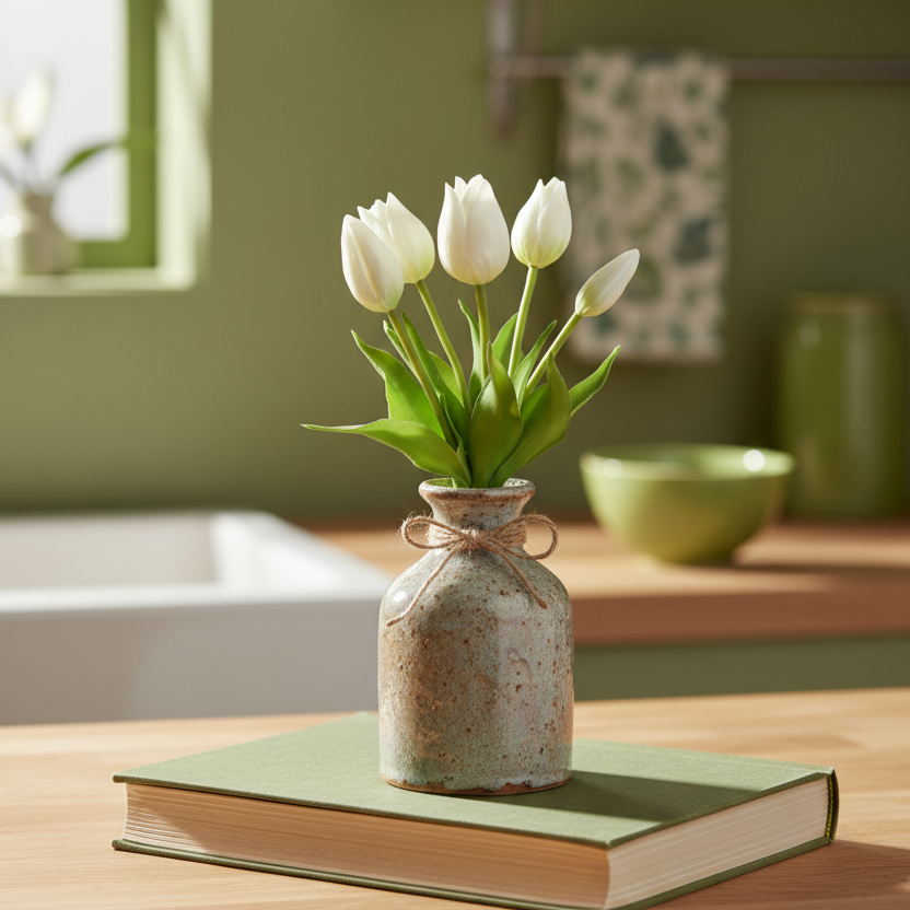 Mini Wild Tulip Bundle White Real Touch 10"