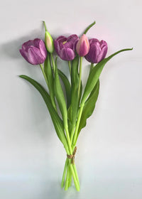 Double Late Tulip Bundle Light Plum Real Touch 16.5"