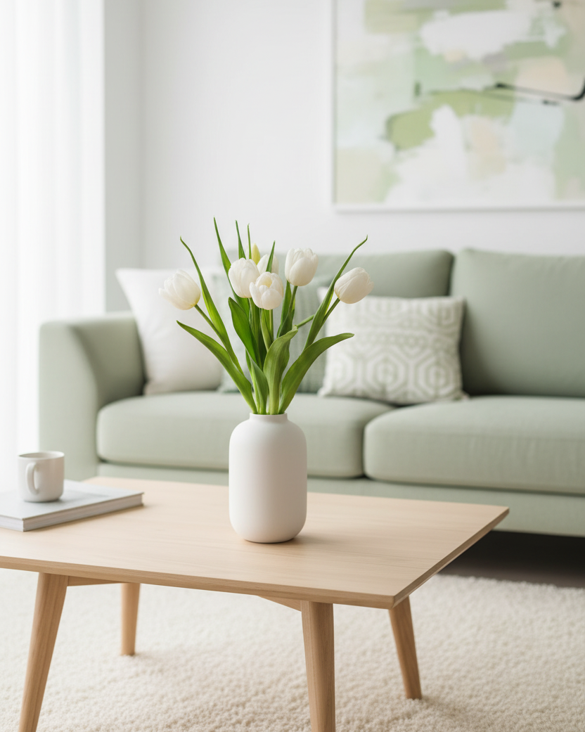 Double Late Tulip Bundle White Real Touch 16.5"