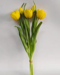 Double Late Tulip Bundle Yellow Real Touch 16.5"