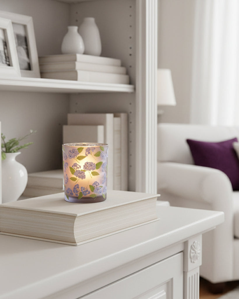 Hydrangea Glass Candle Holder