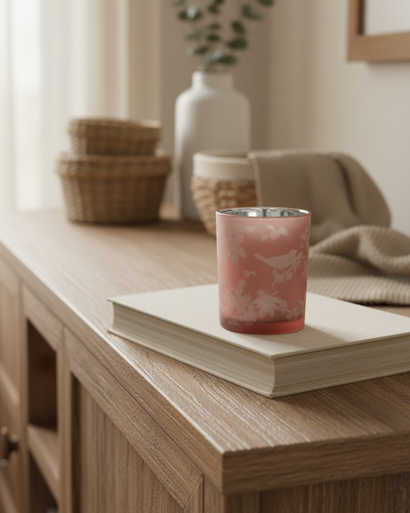 Blush Botanical Friends Glass Candle Holder