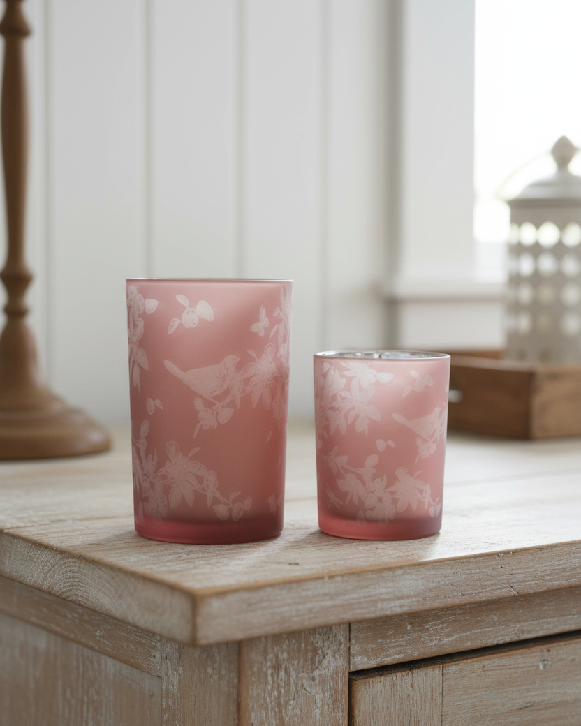 Blush Botanical Friends Glass Candle Holder