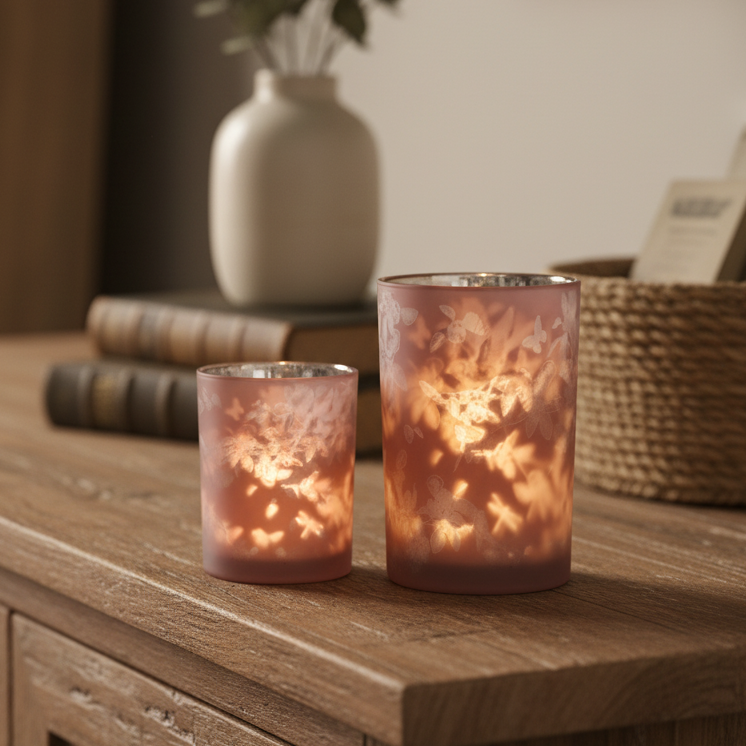 Blush Botanical Friends Glass Candle Holder