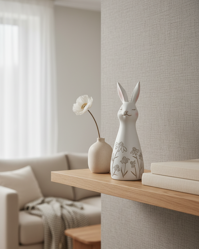 Tall Botanical Resin Rabbit