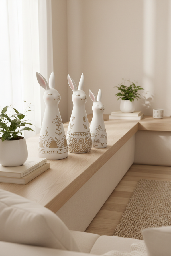 Tall Botanical Resin Rabbit