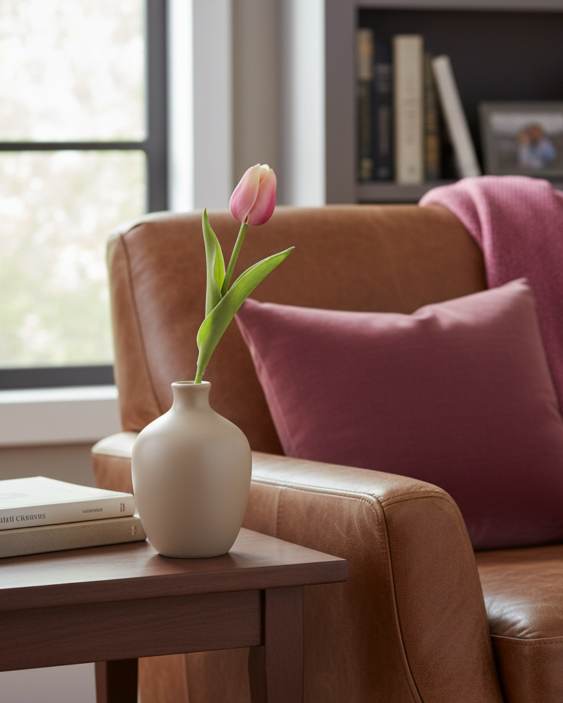 Tulip Real Touch Stem Two-Tone Dark Pink 10.5”