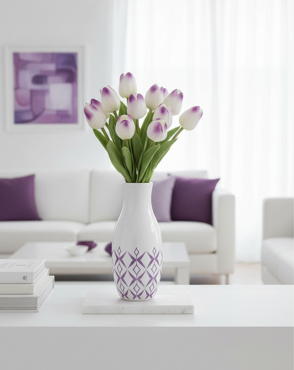 Tulip Purple and White Real Touch Bundle 13"