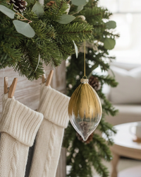 Gold and Clear Glittered Glass Ornament