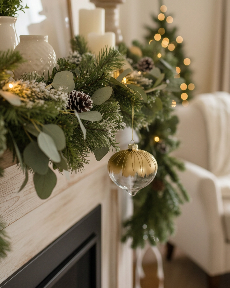 Gold and Clear Glittered Glass Ornament