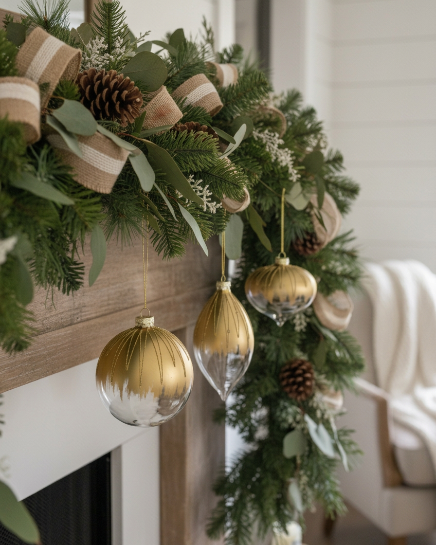 Gold and Clear Glittered Glass Ornament