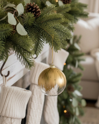 Gold and Clear Glittered Glass Ornament