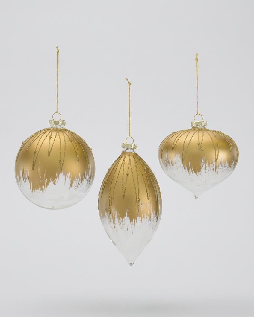 Gold and Clear Glittered Glass Ornament