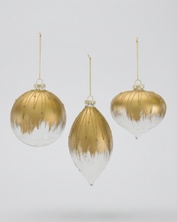 Gold and Clear Glittered Glass Ornament