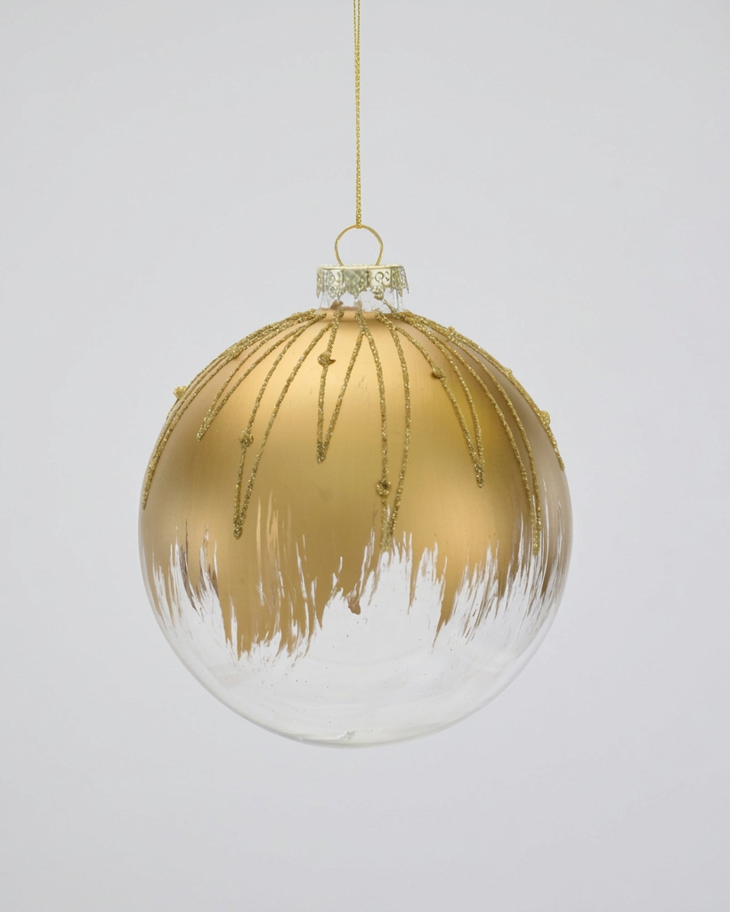 Gold and Clear Glittered Glass Ornament
