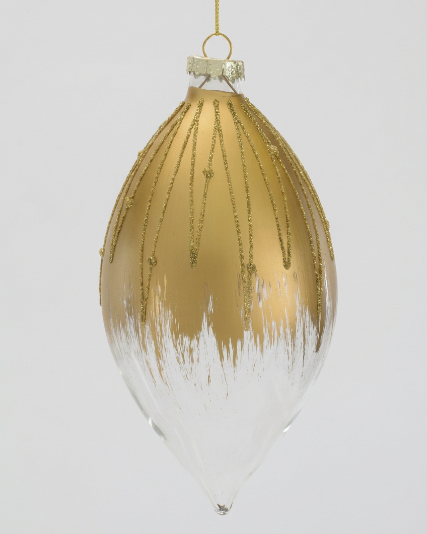 Gold and Clear Glittered Glass Ornament