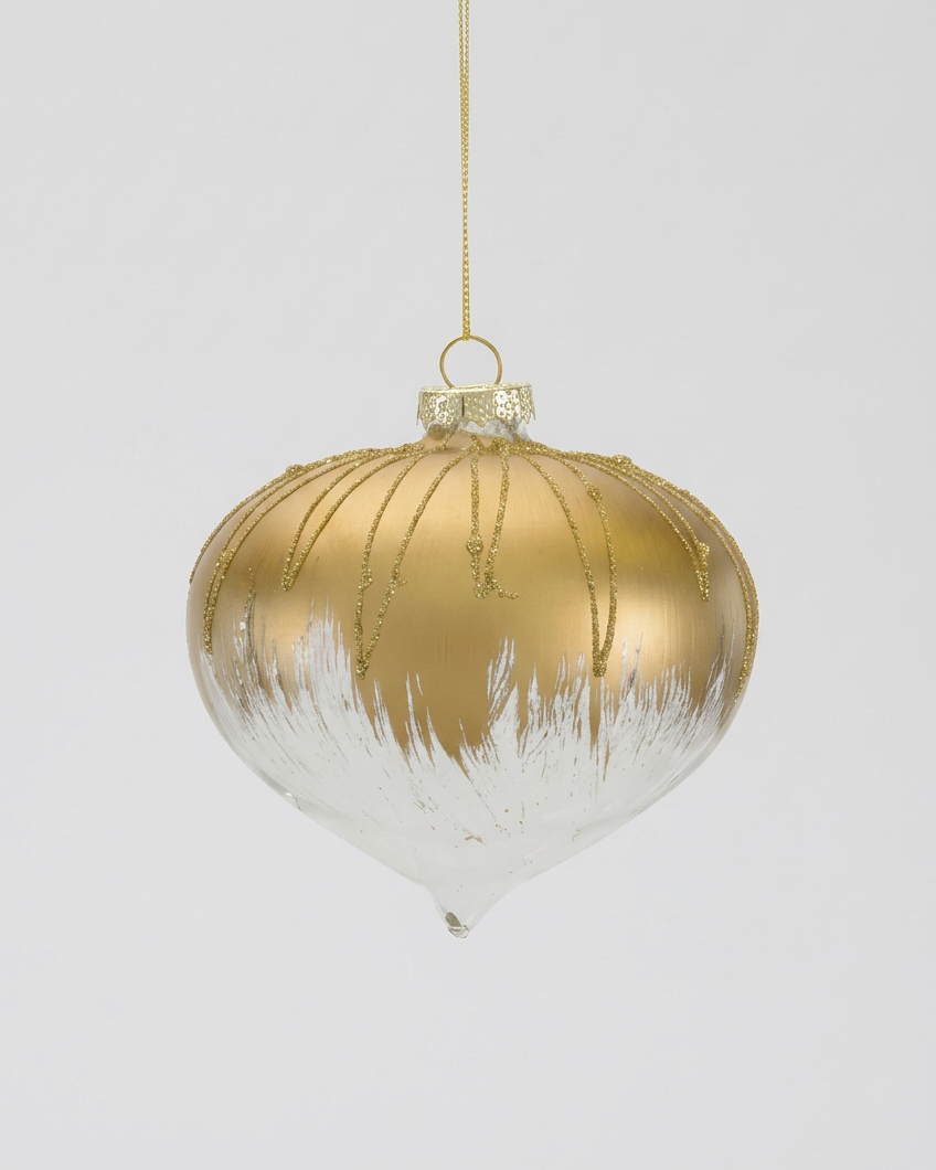Gold and Clear Glittered Glass Ornament