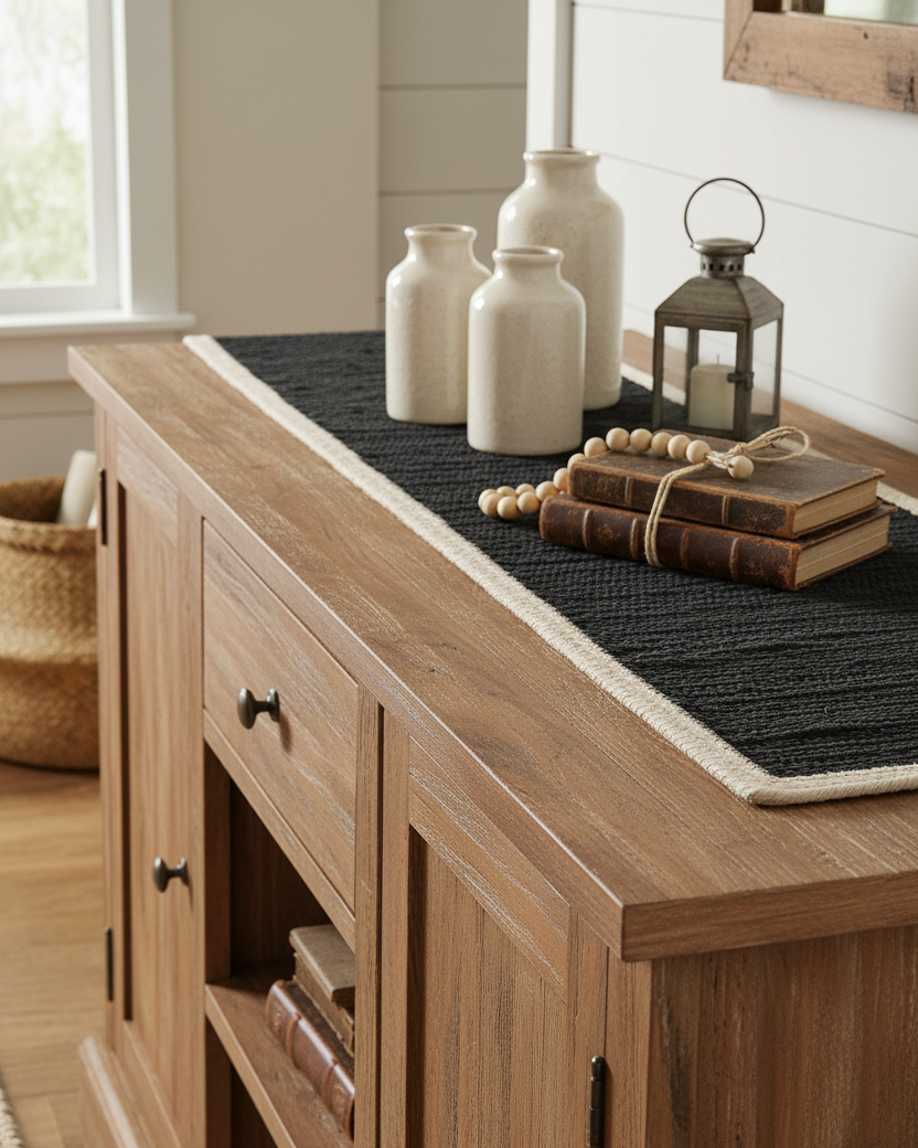 Dune Black Table Runner