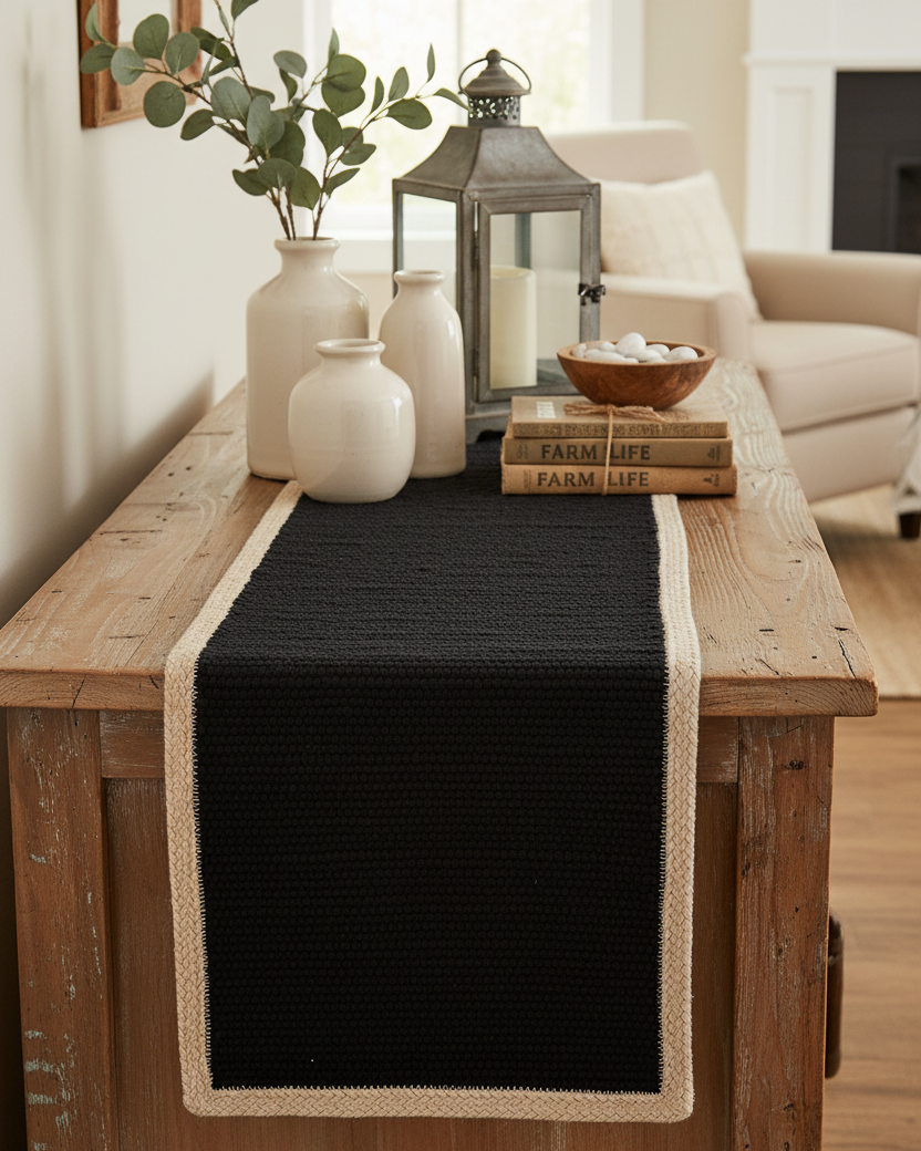 Dune Black Table Runner