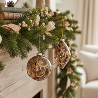 Bronze and Gold Glittered Glass Ornament