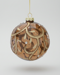 Bronze and Gold Glittered Glass Ornament