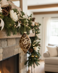 Bronze and Gold Glittered Glass Ornament