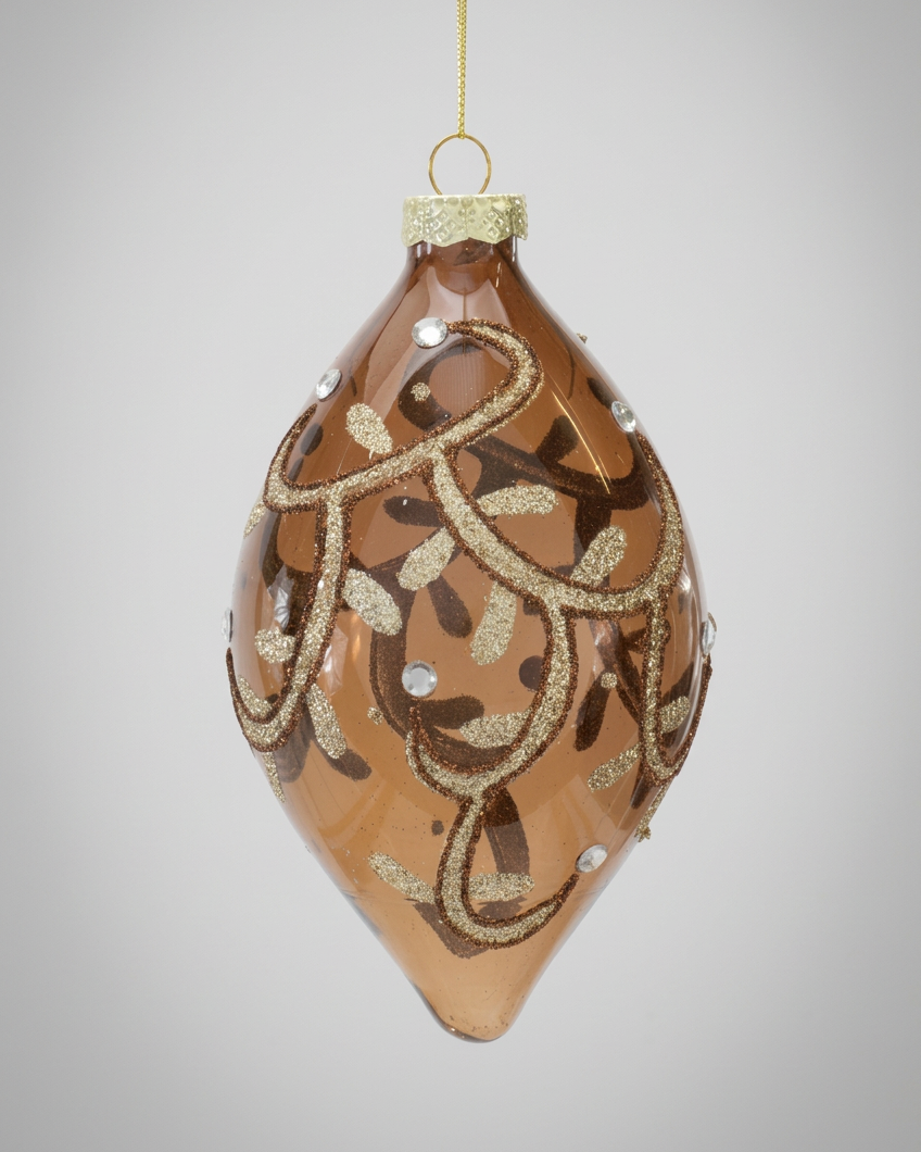 Bronze and Gold Glittered Glass Ornament