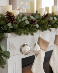 Mottled Silver and Glittered Glass Ornament