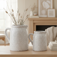 Distressed White Ceramic Crackle Jug
