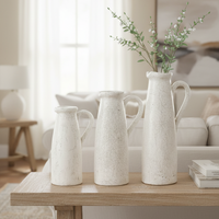 Distressed White Ceramic Crackle Pitcher