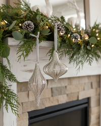 Textured Glittered Glass Drop Ornament