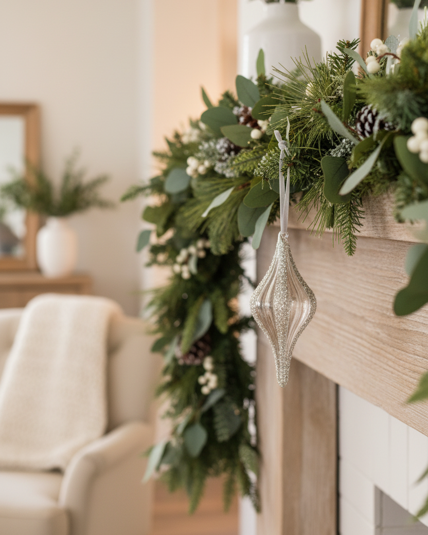 Textured Glittered Glass Drop Ornament