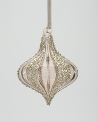 Textured Glittered Glass Drop Ornament